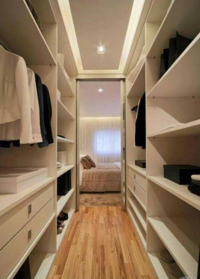 П-образная гардеробная комната в спальню Мытищи