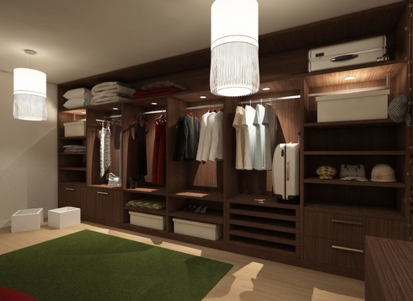 Классическая гардеробная комната из массива с подсветкой Мытищи